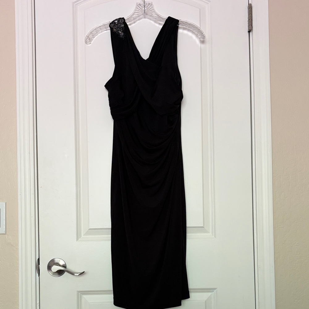 David Meister Black Sleeveless Midi Dress